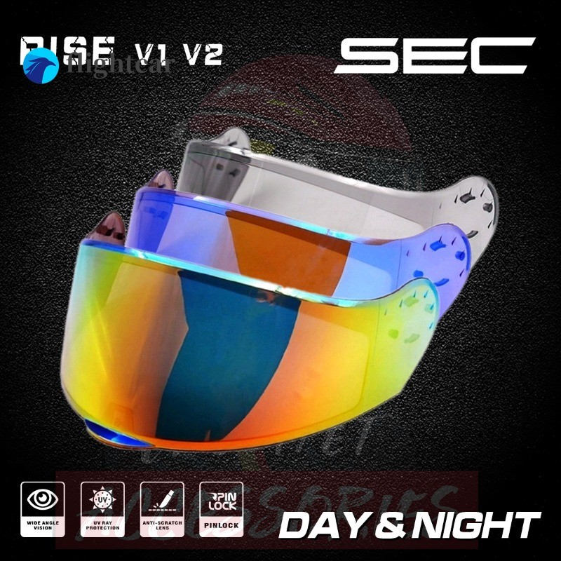 FT SEC Rise Visor เลนส์ SEC Rise V2 Visor เลนส์ SEC Rise V1 Visor เลนส์ SEC หมวกกันน็อค Iriduim Viso