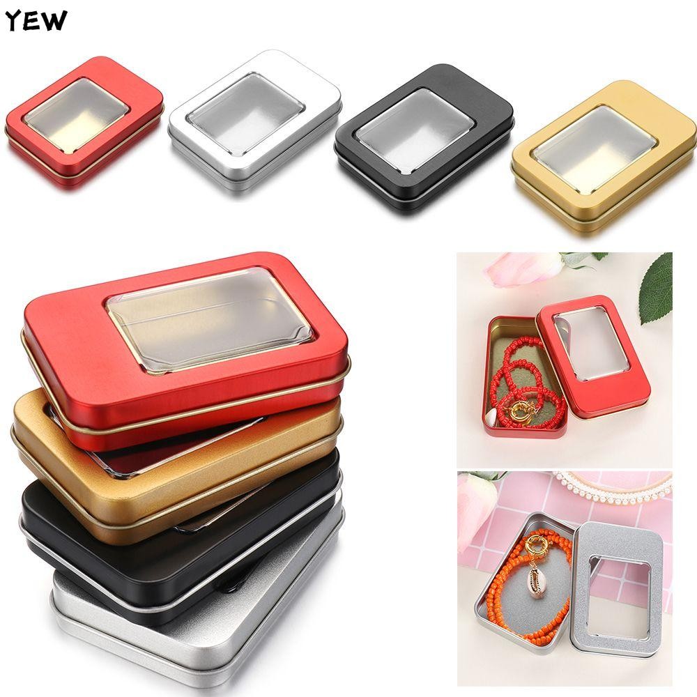 Yew Metal Tin Can Box Square Coin Key ต่างหู Dampproof Containers