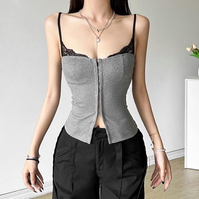 【ในสต็อก】Casual เสื้อกั๊กสลิง Off แขน Backless Skinny ดูทินเนอร์อเนกประสงค์ฤดูร้อน Street บรรยากาศสไตล์แฟชั่น