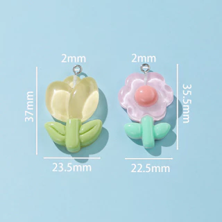 St. kunkka 5 ชิ้นเรซิ่นดอกทิวลิปดวงอาทิตย์ดอกไม้จี้สําหรับ DIY ทําด้วยมือเครื่องประดับทํา