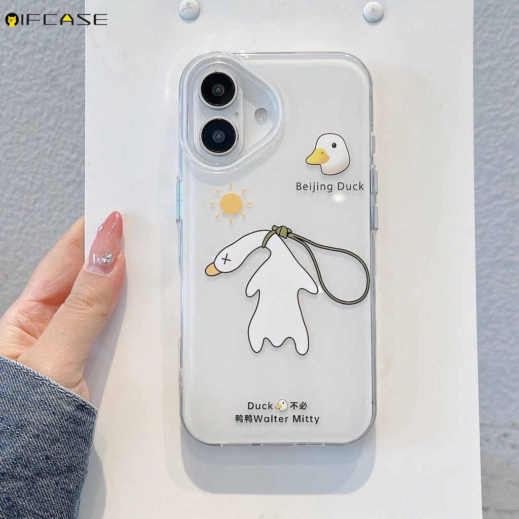 สําหรับ infinix Hot 60 60i 50 40 30 30i 12i Pro Plus Pro + 9 Play 8 4G 5G เคสโทรศัพท์สีขาวตลกเป็ดจี้สีขาวโปร่งใสปลอกกรณีฝาครอบ - รูปที่ 6