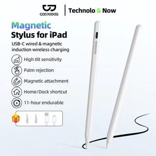 GOOJODOQ ปากกาสไตลัสสําหรับ Pad Pencil Magnetic&Typ-C ชาร์จการเชื่อมต่อบลูทูธปากกาเอียงการปฏิเสธฝ่ามือ
