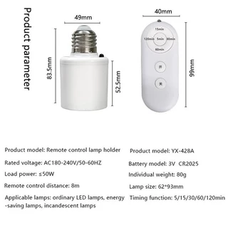 สวิตช์จับเวลาอัจฉริยะรีโมทคอนโทรลไร้สายที่ใส่หลอดไฟ E27 ถึง E27,AC220V สวิตช์หลายแสงเหมาะสำหรับบ้าน สวิตช์จับเวลา