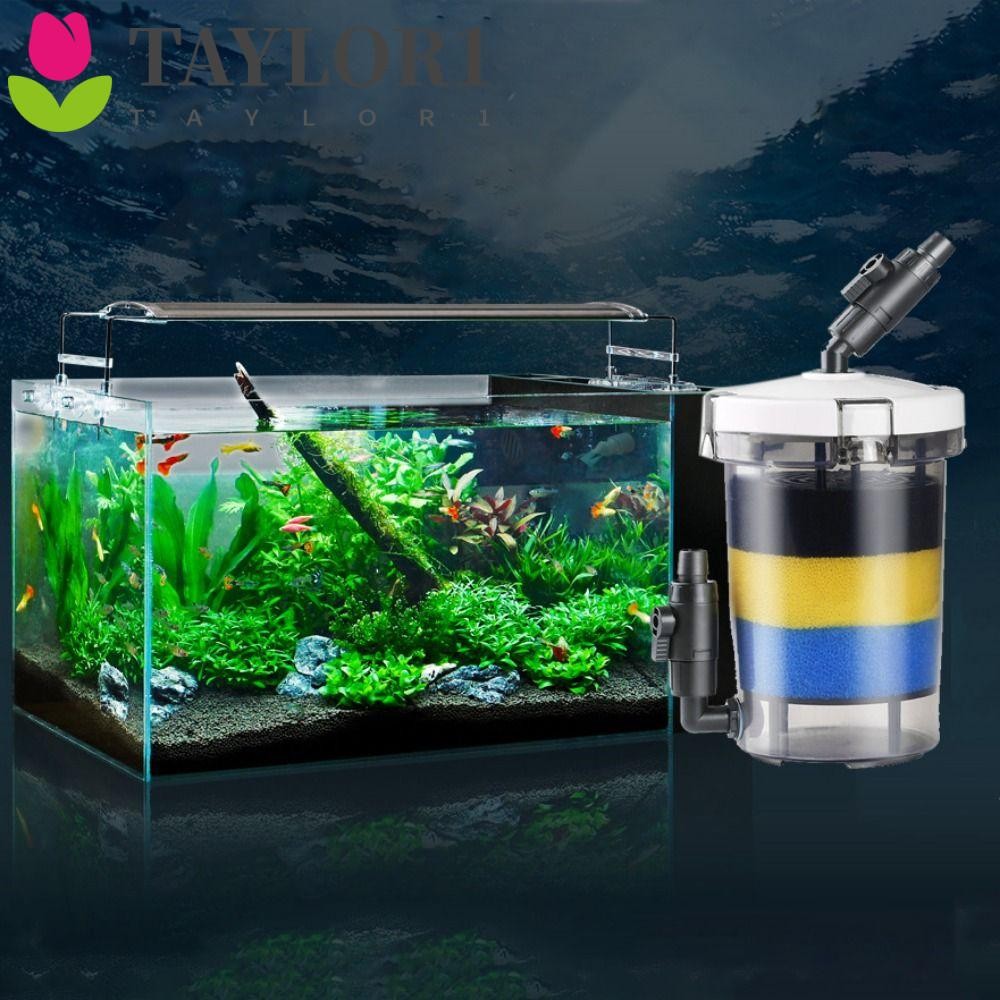 TAYLOR1 Pre-filter Fish Tank filter, 6W Ultra-quiet Fish Tank filter Barrel, Professional พร้อมกรองผ้าฝ้ายพลาสติกโปร่งใส Aquarium Pre-filter Fish Tank