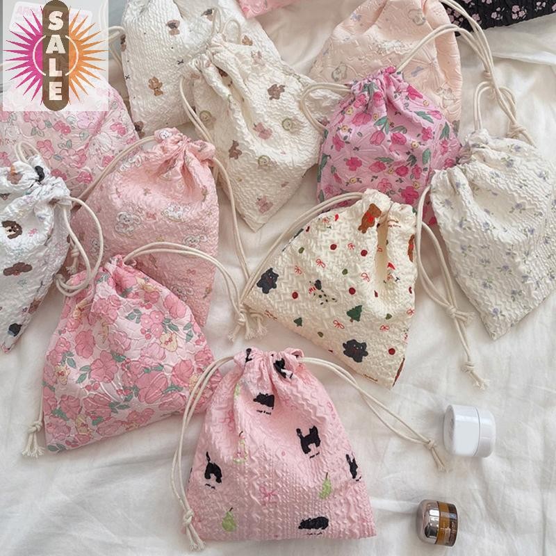 บน 1PCS เกาหลีน่ารักกระเป๋าใส่เหรียญขนาดเล็ก Key หูฟัง Drawstring กระเป๋าเก็บสาวเครื่องประดับลิปสติกเครื่องสําอางเชือกกระเป๋า String กระเป๋า A