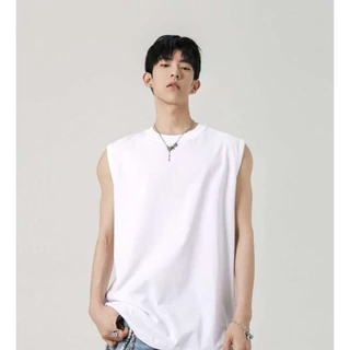 Sea.Tee [COD] เสื้อยืด แขนกุด เสื้อกล้าม oversize ผ้าCotton100% แฟชั่น แนวสตรีท เสื้อผู้ชาย แขนสั้น สีพื้นไม่มีลาย s-3xl