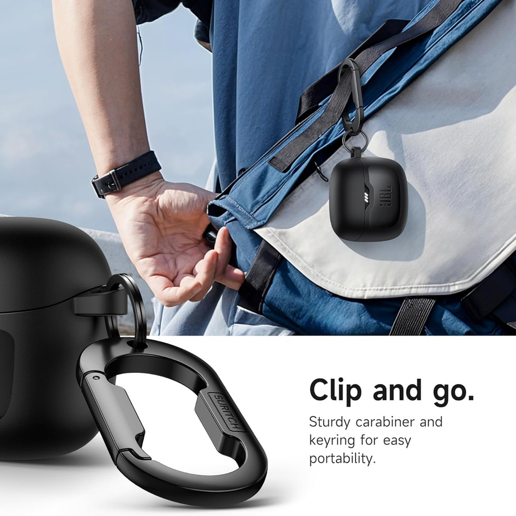 SURITCH สําหรับ JBL Tune Flex 2 / JBL Tune Flex ทนทานกันกระแทกพร้อม Carabiner ฝาครอบแม่เหล็กล็อคชุดทําความสะอาดเครื่องมือกําจัด - รูปที่ 3