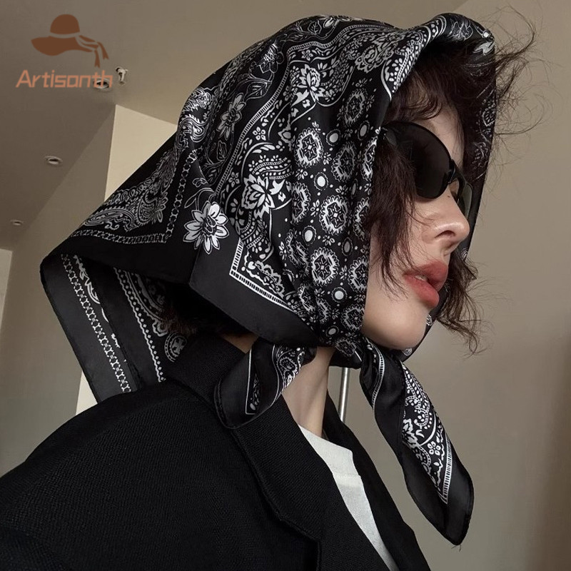 ส่งเร็ว💥ผ้าพันคอลายดอกสไตล์วินเทจฝรั่งเศส ผ้ามัสลินบางเบาสวมใส่สบาย 3in1 เอนกประสงค์ แฟชั่นสไตล์แคชวล - รูปที่ 2