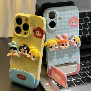 ALYX เคส iPhone สำหรับ Apple iPhone 17/16/15/14/13/12/11 / XS / Pro Max Dural Film Shell ที่วางแก้วตุ๊กตา 3D น่ารักป้องกันการตกและฝุ่นละอองสไตล์แฟชั่น