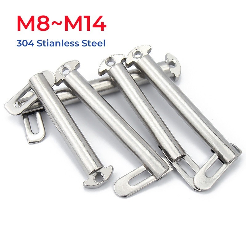 M8 M10 M12 M14 304 Stianless เหล็กข้อศอก Bolt ลิ้น Pin Marine B-Type สลักเกลียวลิ้น