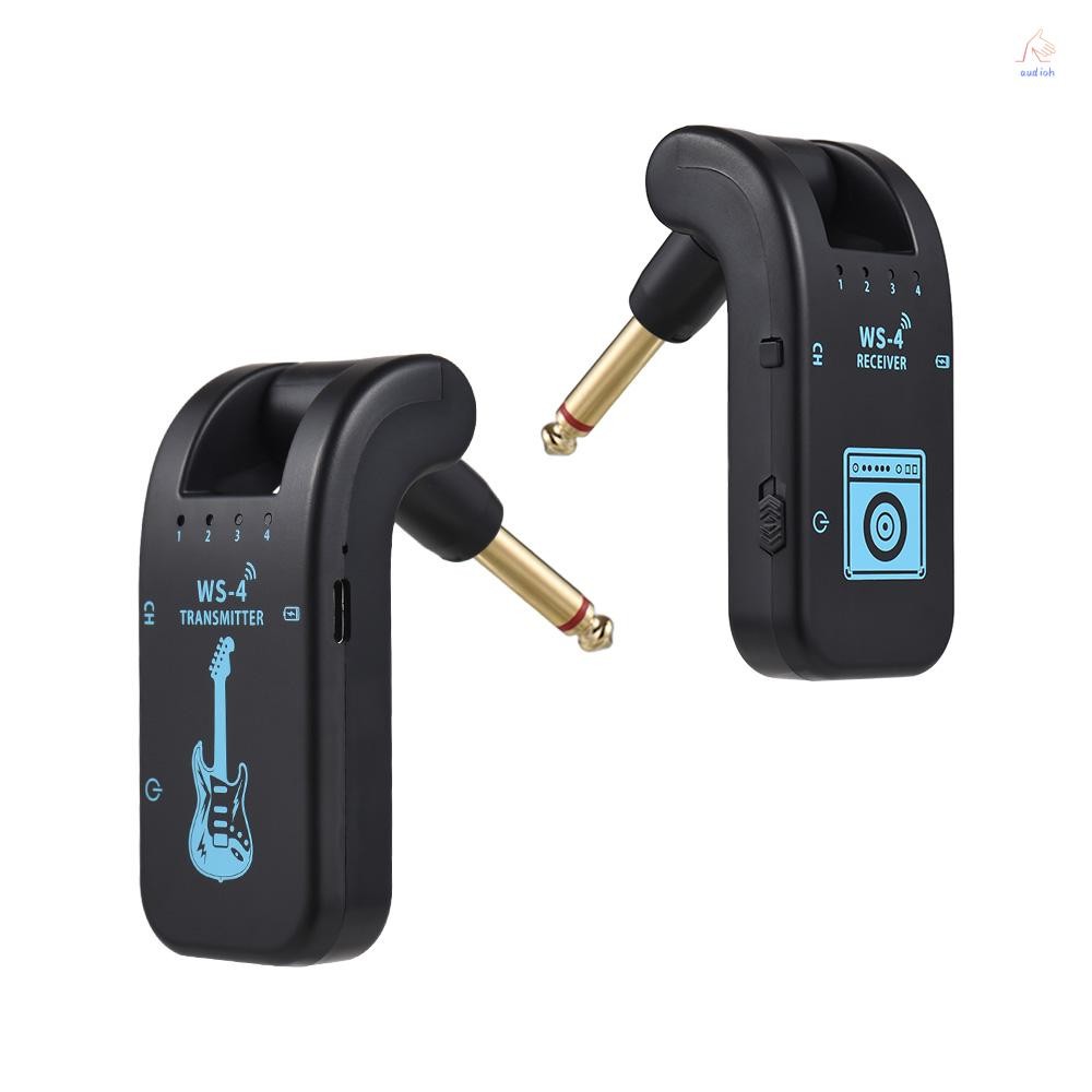 2.4g ไร้สายกีตาร์ระบบชาร์จกีตาร์ Transmitter Receiver ชุดสําหรับกีตาร์ไฟฟ้าเบสไฟฟ้า Wind Instruments Plug and Play 48K/16bit Real-time Transmission 287 Degr