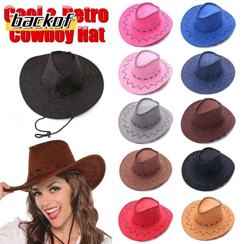 Backof หมวกคาวบอยหนังนิ่มปานามาชุดแฟนซีสักหลาดหมวก Fedora