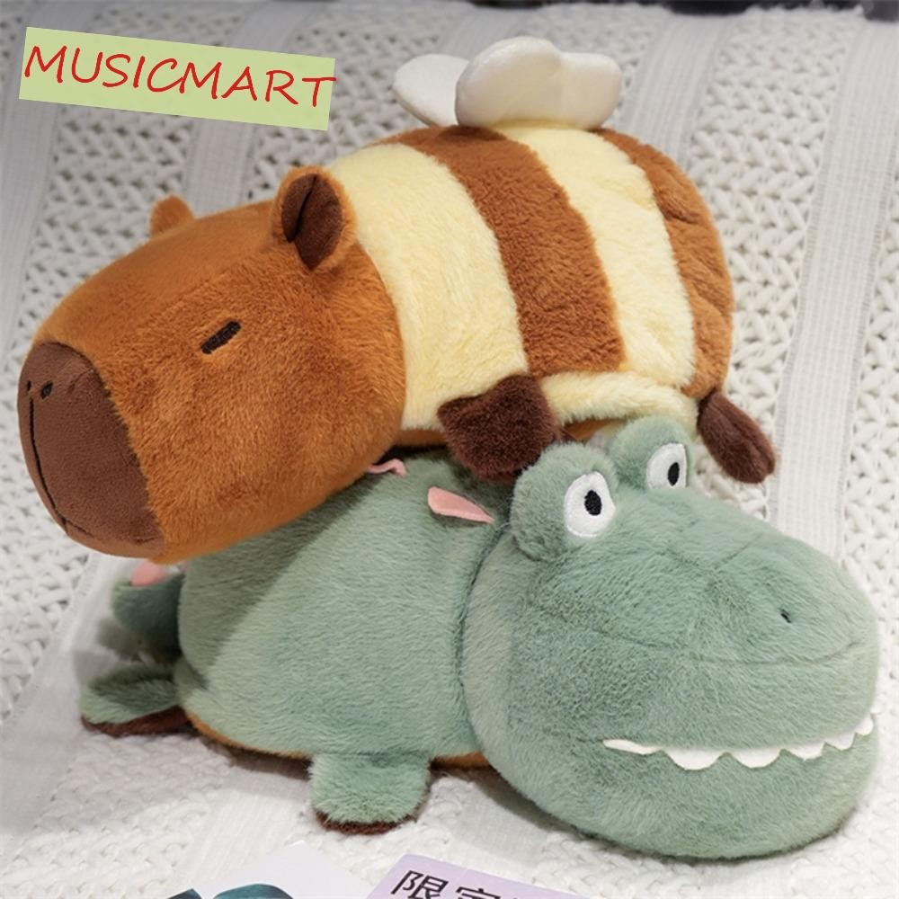 Musicmart ตุ๊กตา Capybara, เต่าแต่งตัว Capybara เปลี่ยนตุ๊กตาจระเข้, หมอนนอน Honeybee นุ่มการ์ตูน Capibara Fluffy ตุ๊กตาของขวัญวันเกิด