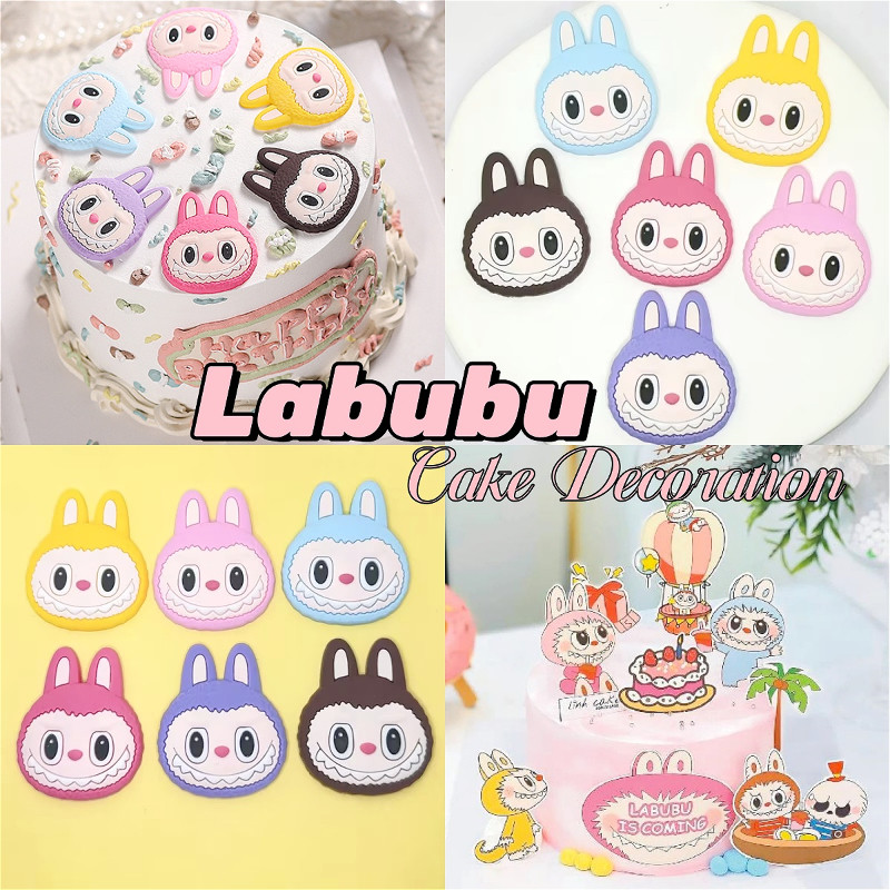 Ins น่ารักการ์ตูน Labubu เค้กวันเกิดอุปกรณ์ตกแต่ง Labubu Theme Party เค้ก Plugin