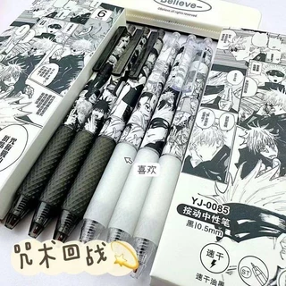 6 ชิ้นอะนิเมะ Jujutsu Kaisen ปากกาเจลน่ารักมังงะ Gojou Satoru Itadori Yuuji Ryoumen Sukuna 0.5 มม.หมึกสีดําปากกาลูกลื่นเด็กการเรียนรู้เครื่องเขียนของขวัญ