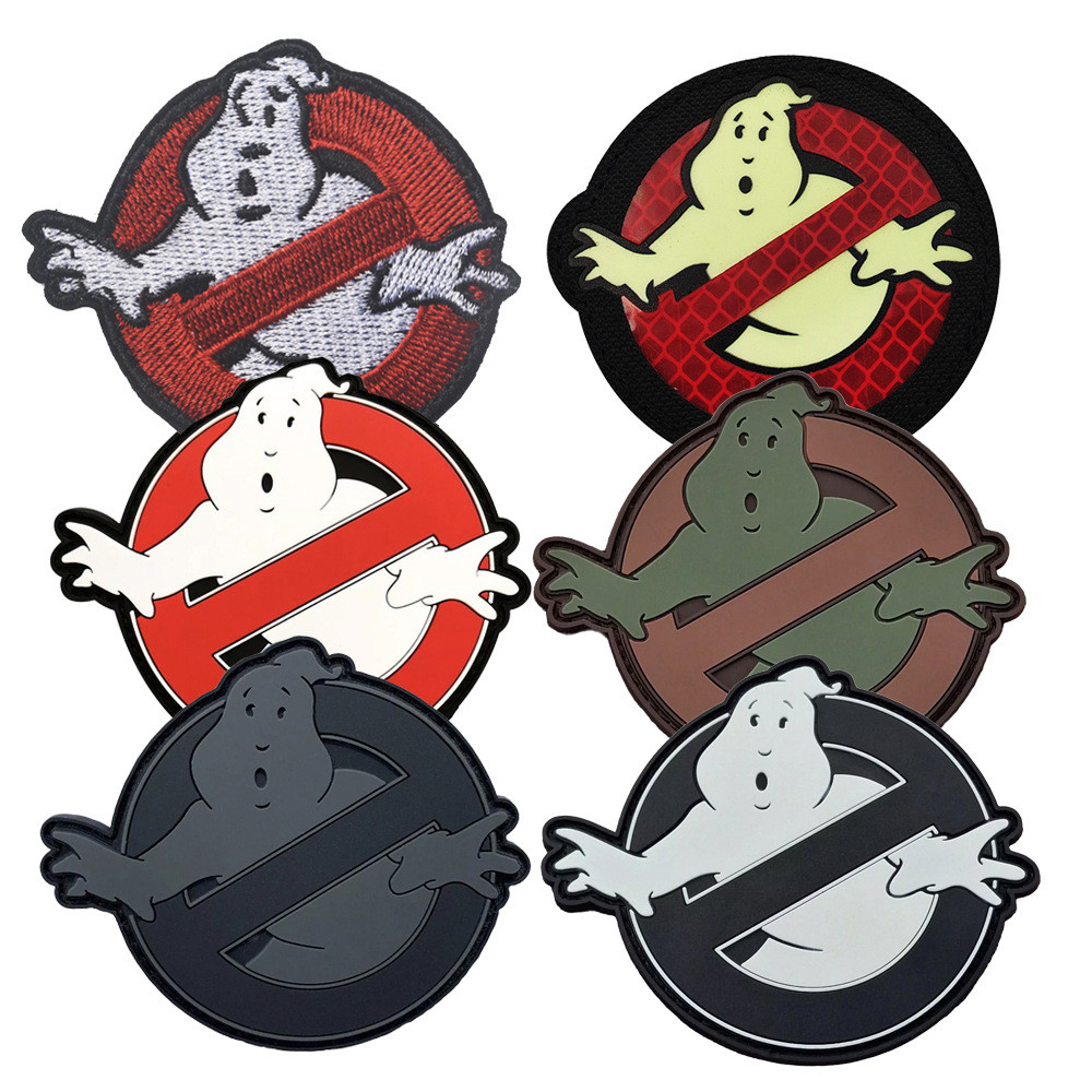 ฮาโลวีน Ghostbuster Patch ปักและ PVC Patch Applique ไม่มี Ghost Patch โลโก้ Ghostbusters เครื่องแต่งกายตะขอห่วง