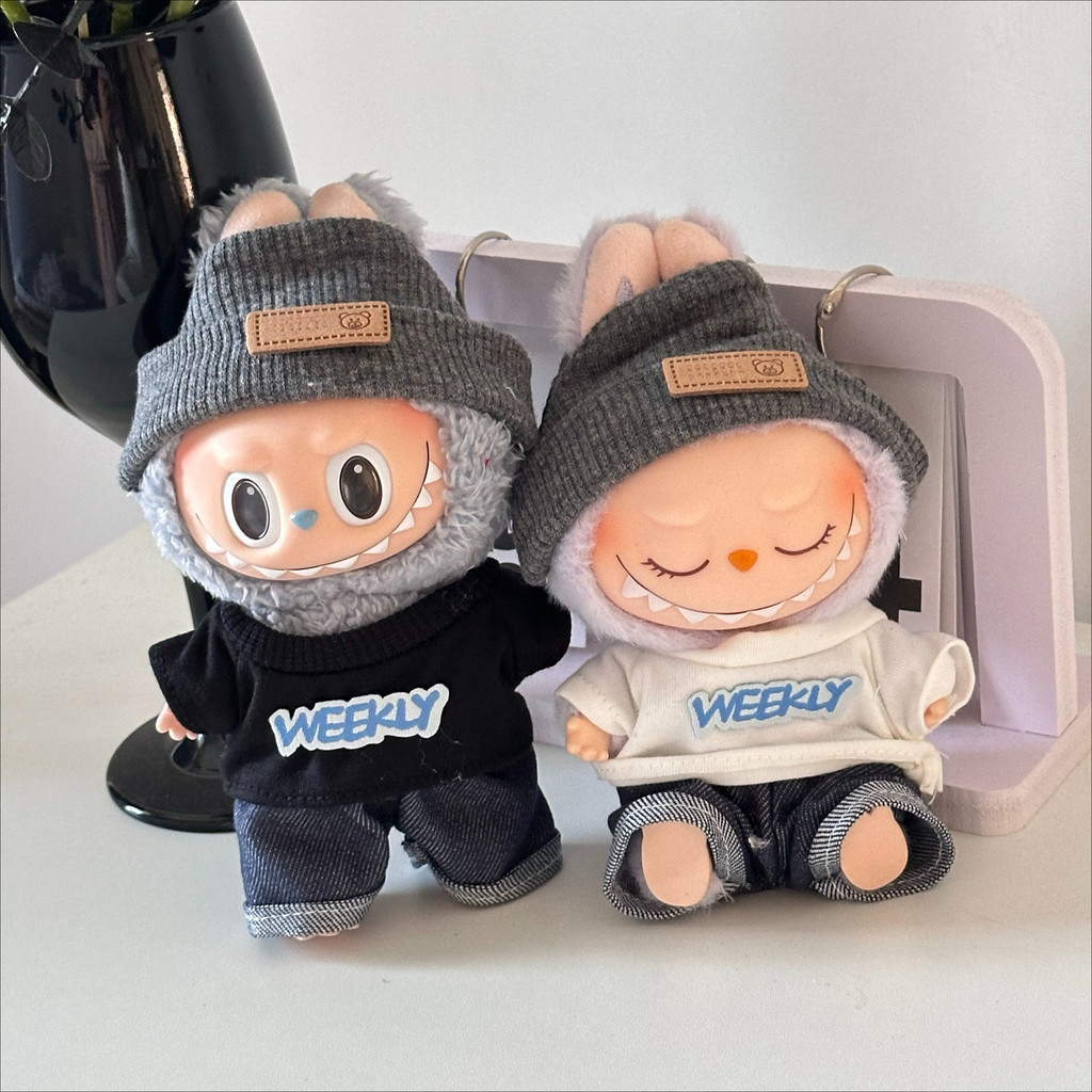 Labubu 17 ซม.labubu เสื้อผ้าเด็กนั่งปาร์ตี้ไวนิล plush กล่องตาบอดเสื้อผ้า cool ชุดอุปกรณ์เสริมน่ารักตกแต่งผ้าเล็กๆสําหรับ labu ชุด
