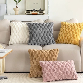 COD ปลอกหมอน 45*45cm ปลอกหมอนพิมพ์ สีทึบ ขนนุ่ม ดูดี สำหรับตกแต่งบ้าน