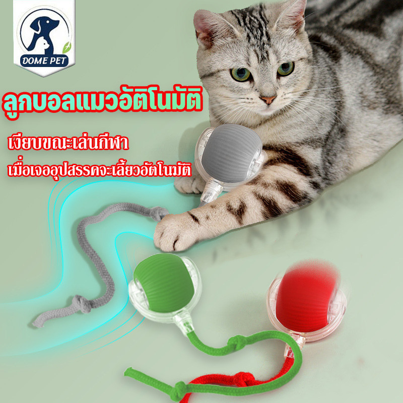 😻ของเล่นแมวโต้ตอบ 🧶 ลูกบอลแมวอัติโนมัติ  ลูกแมวหยอกล้ออัตโนมัติ  หมุนได้ 360  องศา เรืองแสง สมาร์ทไฟฟ้า