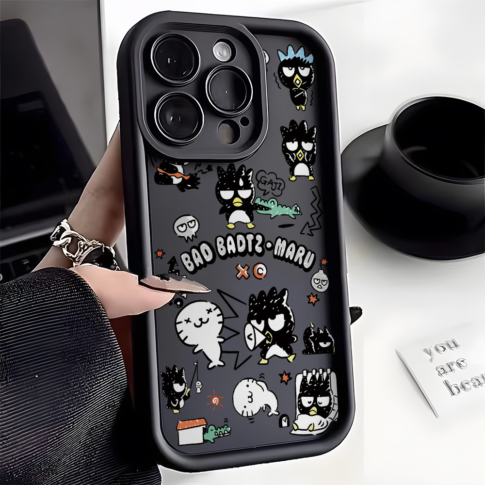 น่ารัก BADTZ-MARU เคสโทรศัพท์สําหรับ iPhone 16 15 14 Plus 13 12 Mini 11 Pro Max X Xs XR 8 7 Soft TPU บันไดฝาครอบป้องกันเลนส์