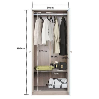 Koncept Furniture ตู้เสื้อผ้าบานเปิด 80 ซม. รุ่น Hanz สีไม้อ่อน (80x60x180 ซม.) แบรนด์ KONCEPT FURNITURE