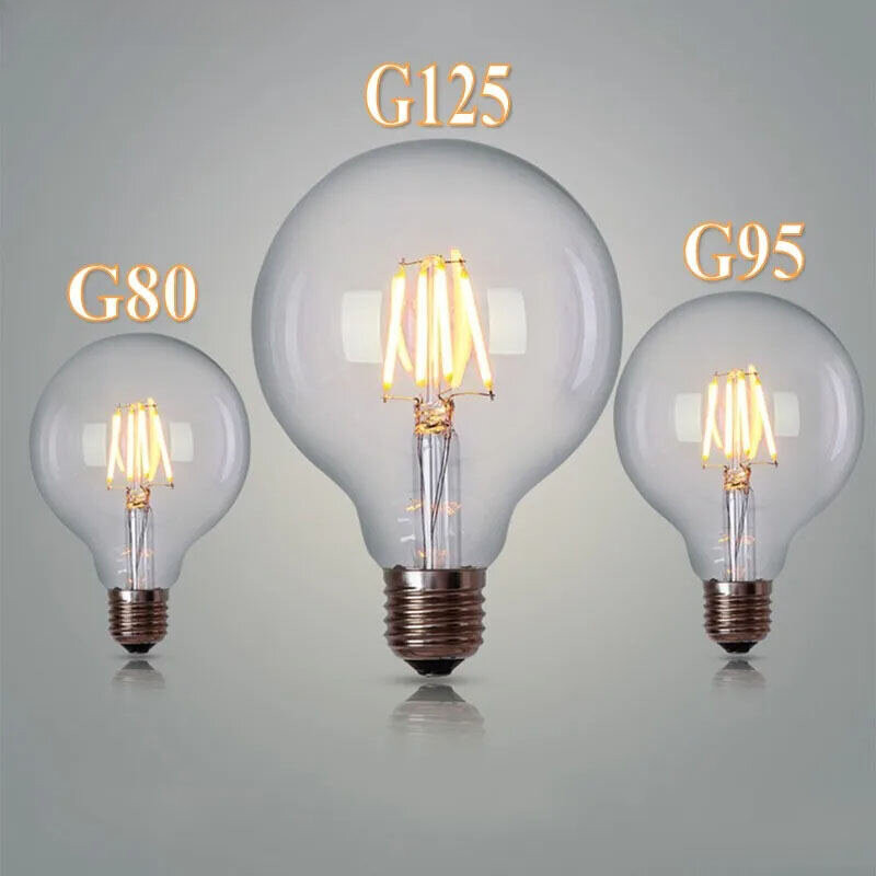 Bia Filament Edison LED 4W 6W 8W 12W G80 G95 G125 E27 แก้วใส ภายใน AC220V หลอดไฟ
