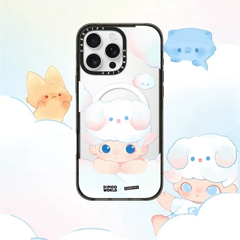 CASETi DIMOO WORLD เคสโทรศัพท์สําหรับ iPhone 16 16Pro 11 12 13 14 15 Plus Pro Max แม่เหล็กอะคริลิคใสปกหลัง