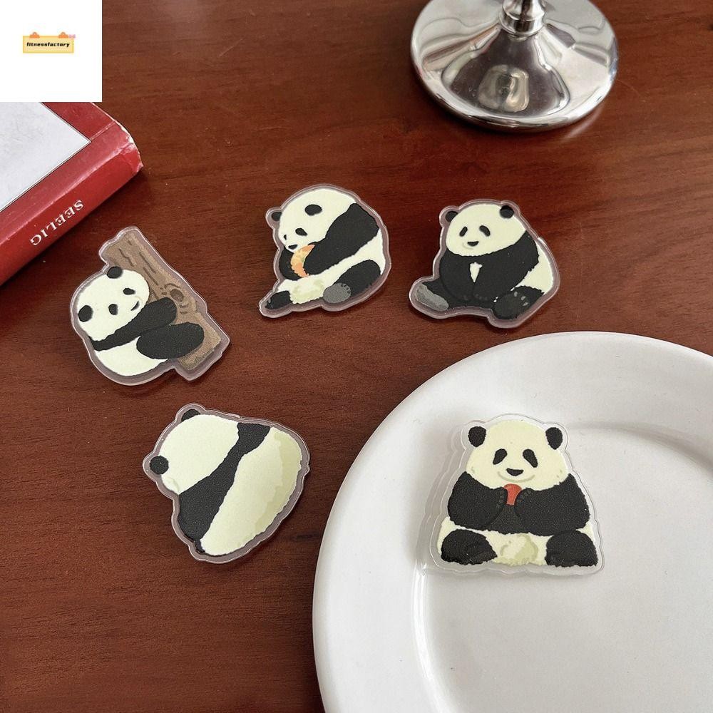 Fitnessfactory อะคริลิค Panda Pin, หมีแพนด้าดอกไม้แพนด้าเข็มกลัด, Kawaii Breastpin การ์ตูนน่ารักสัตว