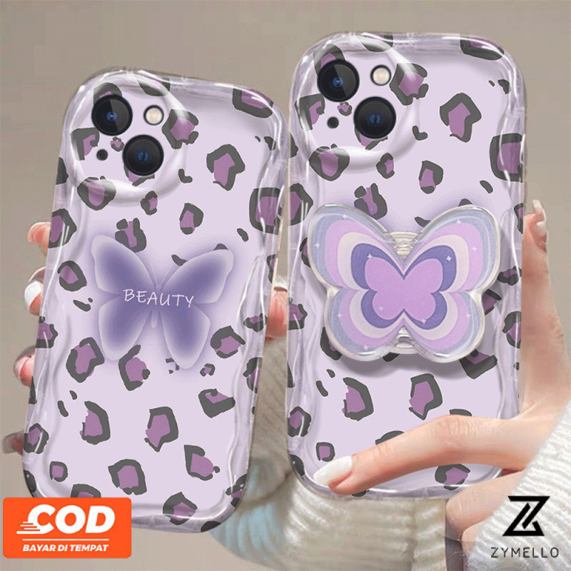Case for Xiaomi 14T Redmi Note 13 Redmi Note 13 Pro Redmi 14C Xiaomi 14T Pro Redmi 14R Redmi Note 13 Pro POCO M6 Pro เคสโทรศัพท์ TPU กันกระแทกผีเสื้อเสือดาวสีม่วง