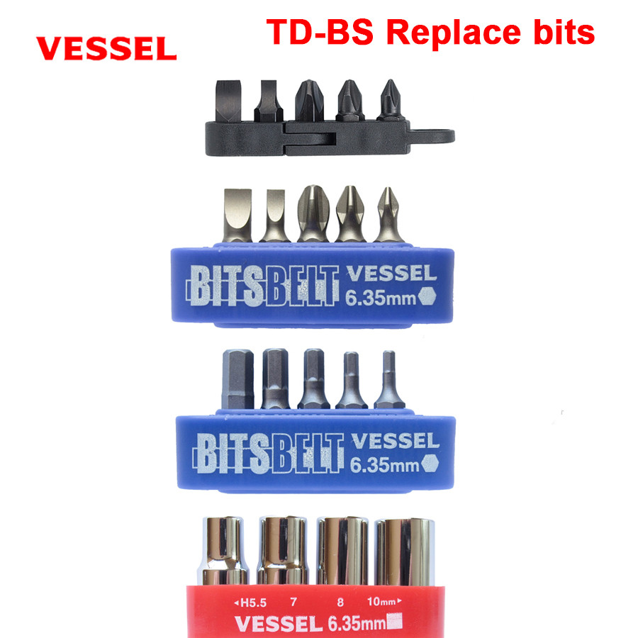 Vessel ชุดดอกไขควงและซ็อกเก็ตทดแทน PH/SL/TORX/HEX TD-BS Series