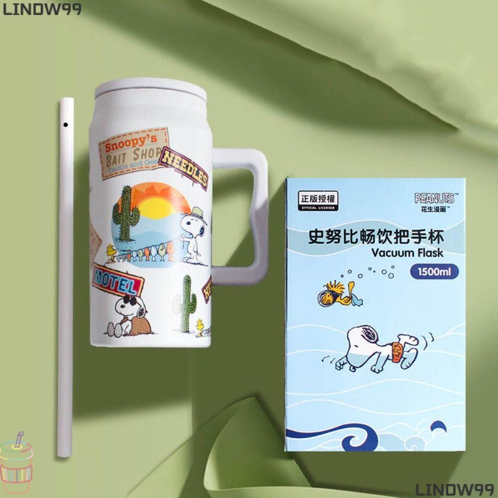 Lindw99ถ้วยสูญญากาศ,สแตนเลส Snoopy Insulated Cup, 1500ml Drinkware ถ้วยชาความจุขนาดใหญ่ของขวัญวันเกิด