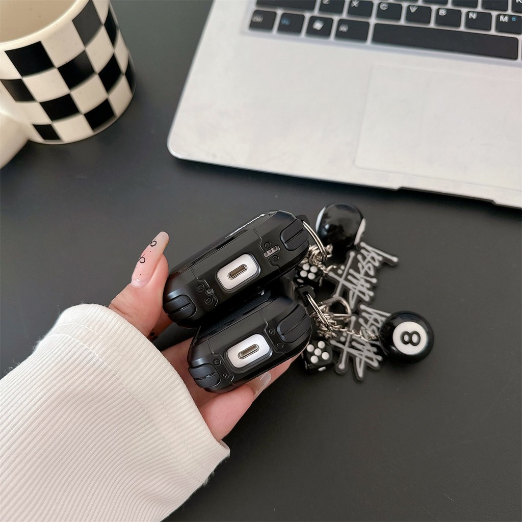 Armor STUSSY ปลอกซิลิโคนพร้อมพวงกุญแจสําหรับ AIRPODS 4 ANC PRO 1/2/3 PRO เคสป้องกัน - รูปที่ 5