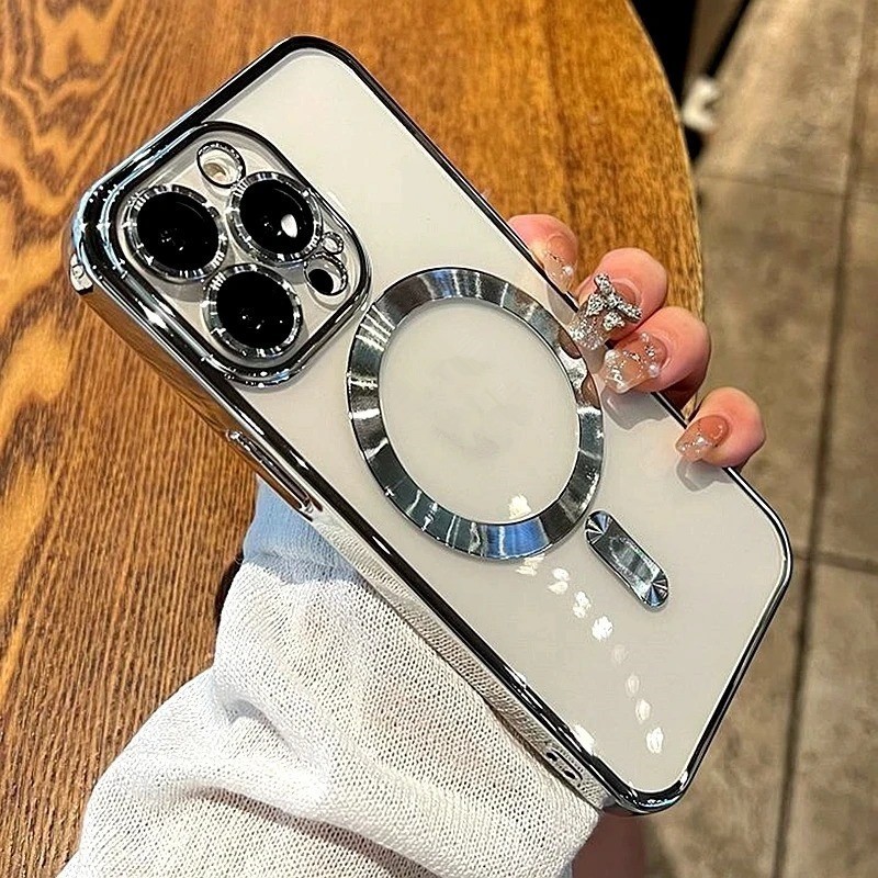 เหมาะสําหรับ iPhone16/15/14/13/12/11 Pro Max เคสโทรศัพท์แม่เหล็ก Shock-Proof Soft TPU เคสป้องกันรองรับการชาร์จไร้สายพร้อมเลนส์ป้องกันการล่มสลาย