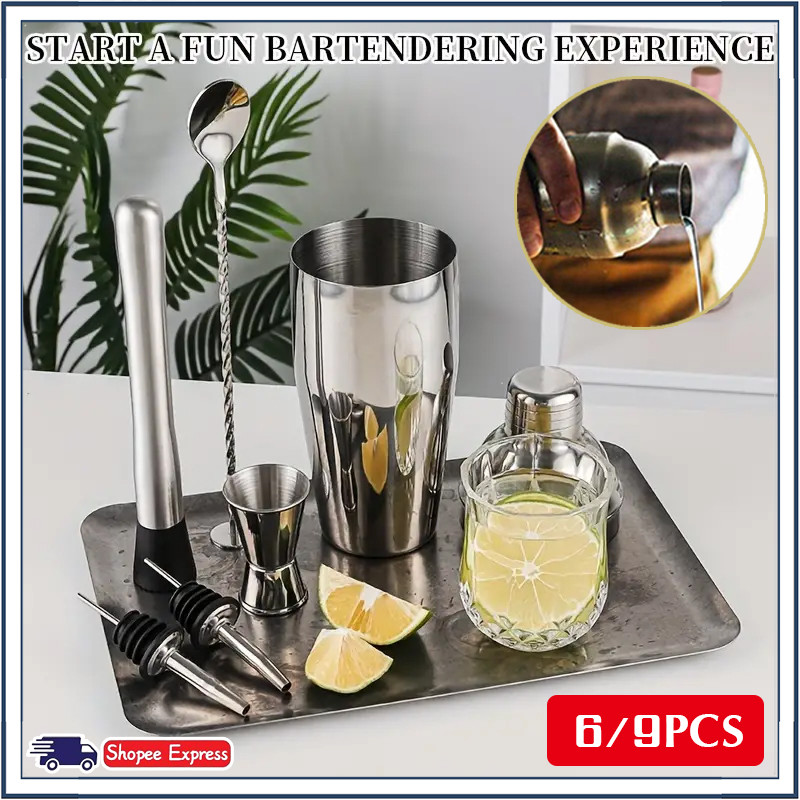 [พร้อมจัดส่ง] 6PCS แก้ว เชคค็อกเทล เชคเกอร์ผสมเหล้า ชานมไข่มุก อุปกรณ์ค็อกเทล บาร์เหล้า บาร์เทนเดอร์ Cocktail Shaker - รูปที่ 7