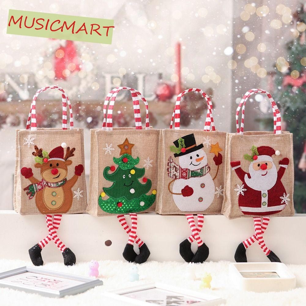 Musicmart ถุงของขวัญบรรจุภัณฑ์ถุงเด็กถุงขนม Elk ตลกน่ารัก Santa Claus Xmas Tree ขายาว Snowman นํากลับมาใช้ใหม่เด็กห่อกระเป๋า