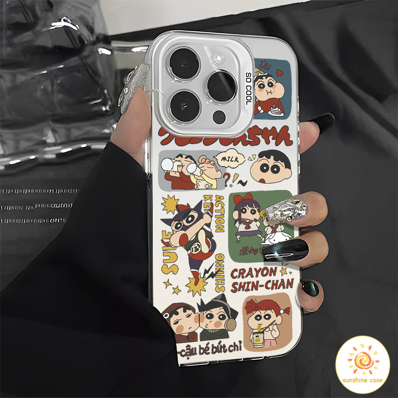 GOOD เคส iPhone เรียบง่ายของอนิเมะ Crayon Shin อันทันสมัย ไอโฟน11 For iPhone12 13 14 15 16 Pro MAX X XS XR XS 7 8Plus
