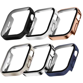 2 in1 ที่อยู่อาศัยกระจกนิรภัย for Apple Watch Ultra/SE 3 2 49mm 46mm Series 11 10 9 8 7 6 5 4 IWatch 40mm 41mm 44mm 45mm