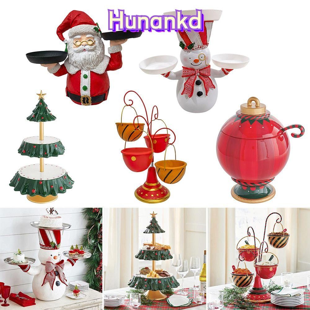 Huan จานขนมต้นคริสต์มาส Merry Christmas บิสกิตถาดอุปกรณ์ตารางชั้นวางขนม