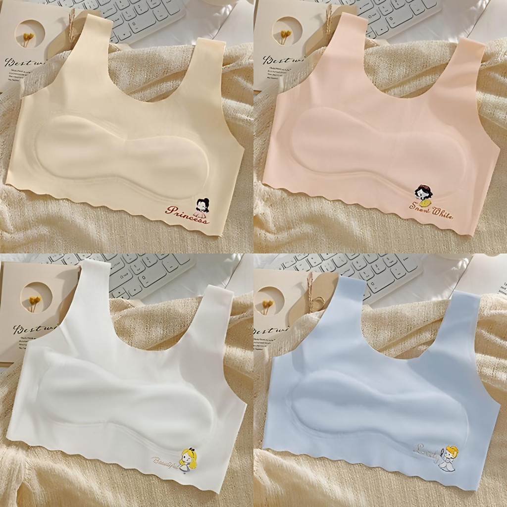 เสื้อซับในเด็กไร้ตะเข็บ สำหรับเด็กนักเรียน เด็กวัยรุ่น เสื้อชั้นในเด็กผู้หญิง ผ้าไหมน้ำแข็ง ฟองน้ำเย็บติดแบบบาง ยืดได้เย