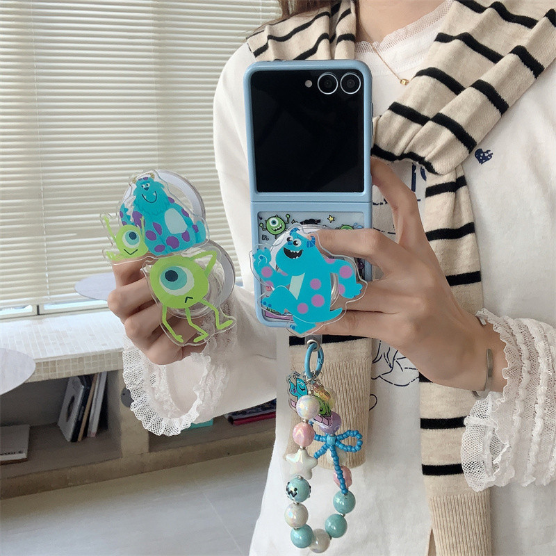 การ์ตูน Sulley วงเล็บแม่เหล็กสร้อยข้อมือเคสโทรศัพท์สําหรับ Samsung Galaxy Z Flip 5 6 Z Flip6 ZFlip 6 ZFlip6 2 ใน 1 กันกระแทก
