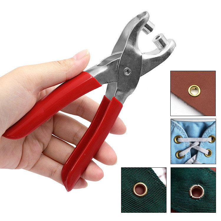 เครื่องมือซ่อมเจาะรูหนังพร้อมตาไก่ Grommets และคีม