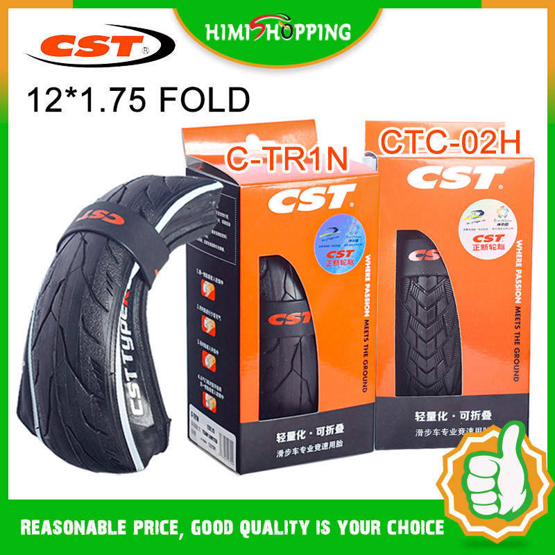 READY Stock1pc CST Balance จักรยานด้านนอกหลอด 12 * 1.75 จักรยานเลื่อนพับยางนอก C-TR1N/CTC-02H 12 นิ้วแข่งรถเด็กด้านในและด้านนอกยางขี่จักรยานอุปกรณ์เสริม