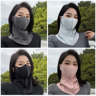 UPF50 + ป้องกันแสงแดด ผ้าไหมน้ำแข็งน้ำแข็ง 3D บังแดด เย็นเย็น กันฝุ่นกันฝุ่น ผ้าพันคอป้องกันรังสียูวี ฤดูร้อนฤดูร้อนฤดูร