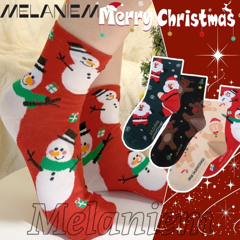 ถุงเท้าหลอดกลางลายซานตาคลอส-สบายนุ่มระบายอากาศ-ฤดูใบไม้ร่วงฤดูหนาวถุงเท้ายาว-แฟชั่น,ตลก,การ์ตูน-ของขวัญคริสต์มาสเทศกาล
