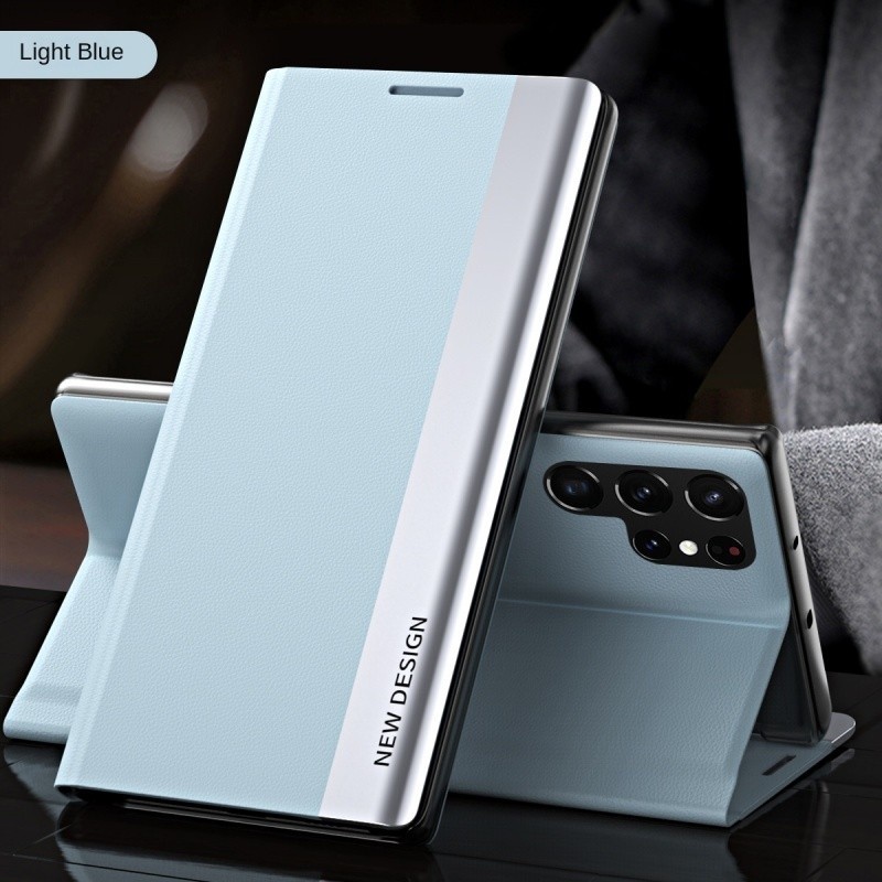 สำหรับ Samsung S25 ultra Plus ชุบด้านข้าง Magnetic Book Stand Holder flip PU Leather Case สำหรับ Samsung S24 S23 S22 S21 ultra PLUS S23 S21 S20 FE Note20 ultra กันกระแทก