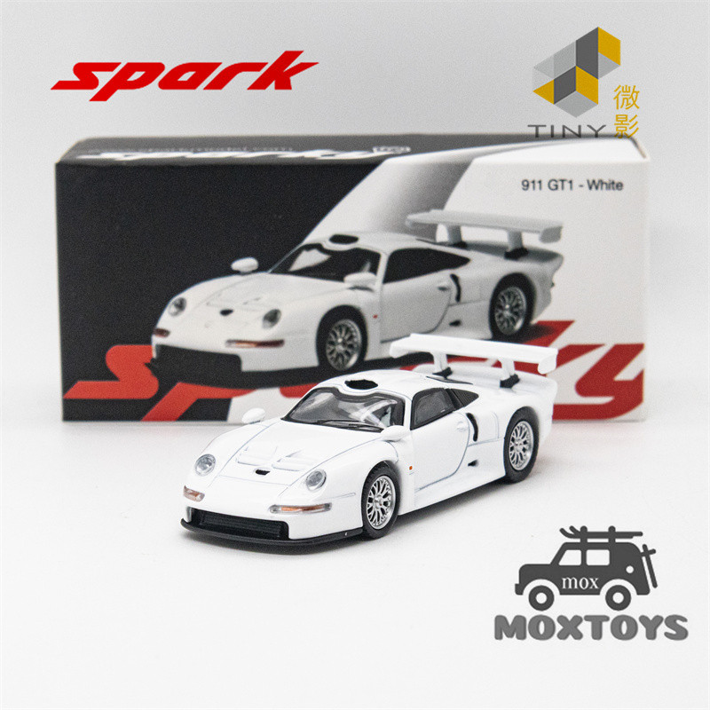 Sparky x Tiny 1:64 911 GT1-รถโมเดลDiecastสีขาว