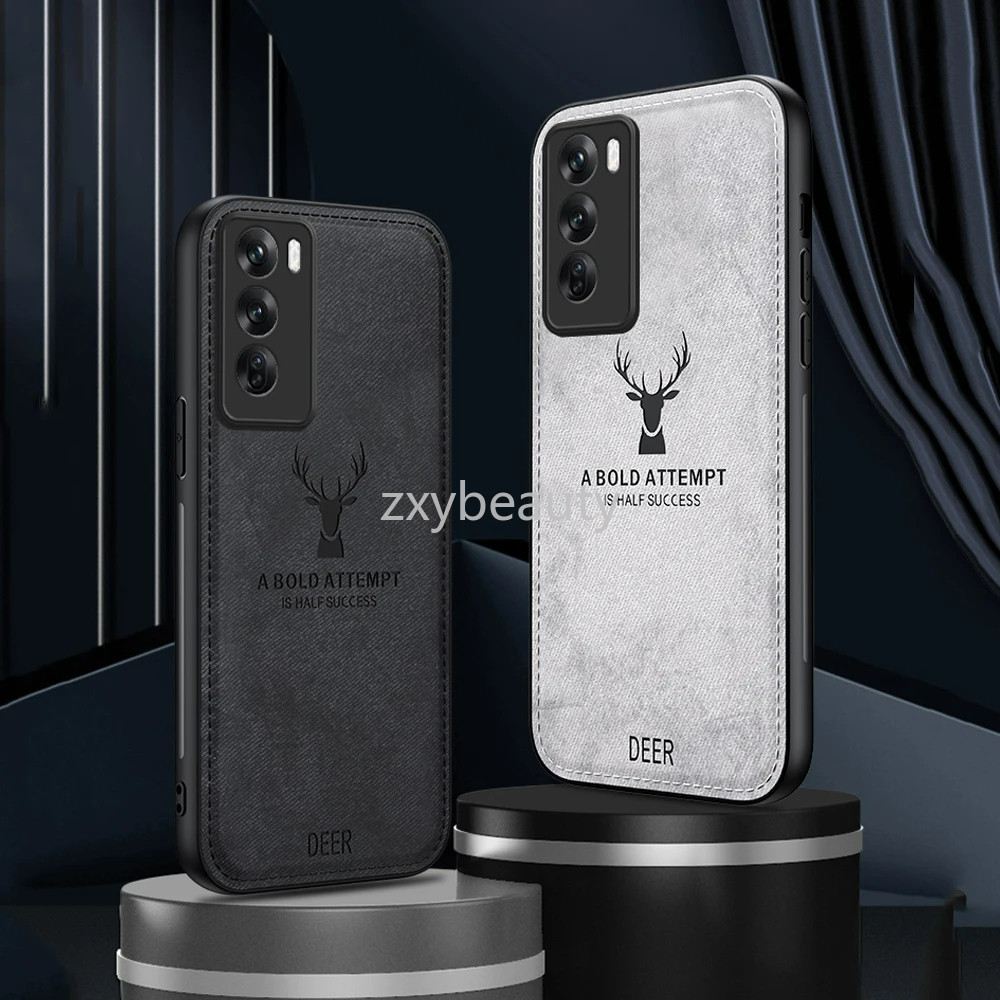 สําหรับ OPPO Reno 12 Pro 12F 5G 2024 เคสโทรศัพท์ Matte หนังกวางรูปแบบผ้าผ้าสําหรับ Reno12 12Pro Reno12F Reno12Pro CPH2637 CPH2629 นุ่มกรอบป้องกันปกหลัง