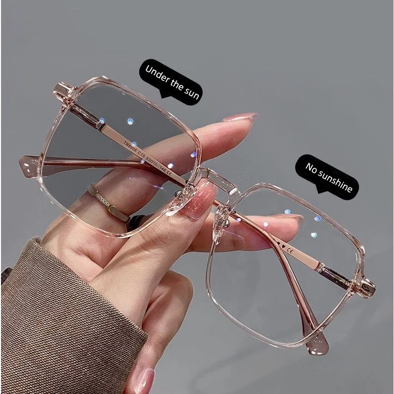 เปลี่ยนสี Photochromic ป้องกันรังสีกรอบแว่นตาขนาดใหญ่ Shades สําหรับผู้หญิง Man Transition แว่นตาผู้หญิง