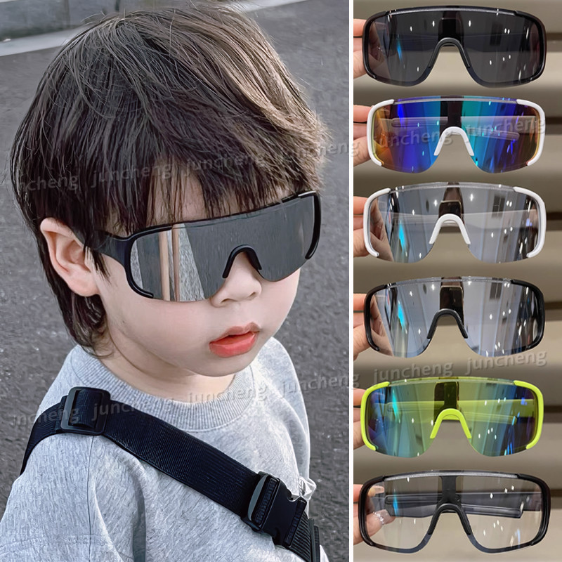 กลางแจ้งเด็กขี่จักรยานบุคลิกภาพแว่นกันแดดป้องกันรังสียูวีชายหญิงกีฬาอาทิตย์แว่นตาขี่แว่นตากรอบใหญ่แว่นตาสําหรับเด็ก 3-12 ปี