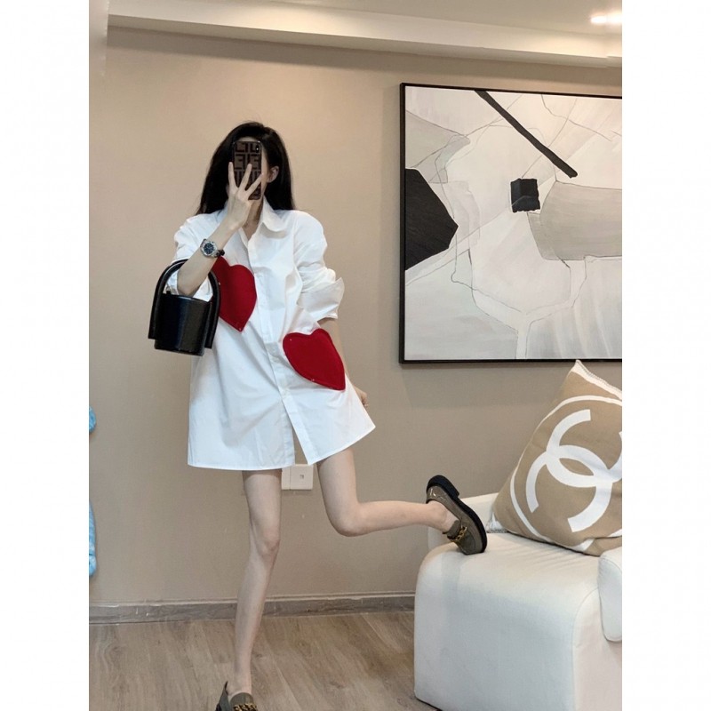New Korean Style Design Niche Shirt Fashionable Stylish White Chic Top Ins Mid-Length Shirt